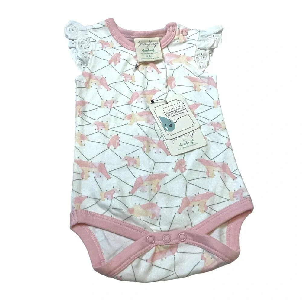 Jaime King For Sapling Girls Galaxy Bear Pink Lace Bodysuit Size 0-3M NWT